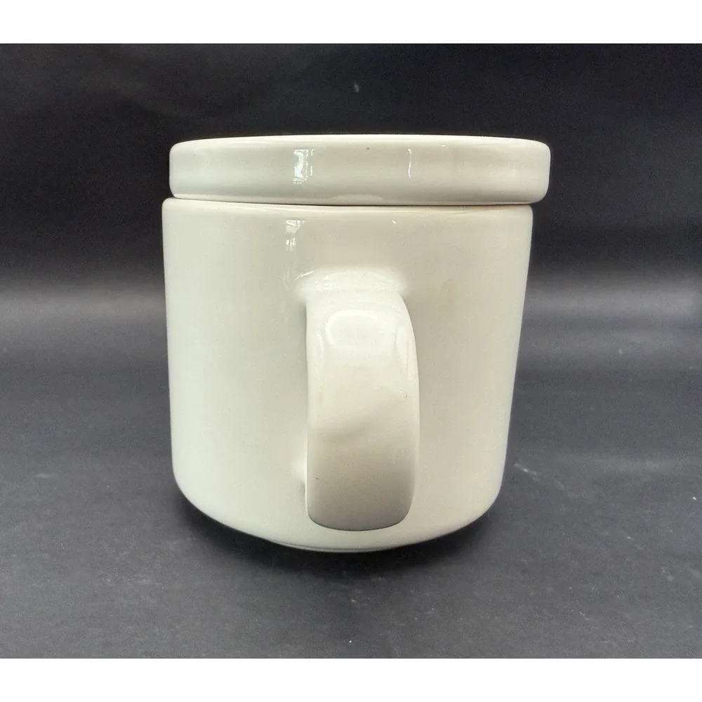 Modern White Ceramic Lidded Creamer Minimalist Small Pitcher Unmarked
